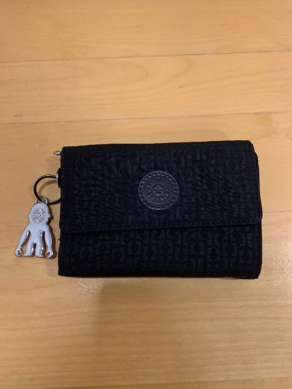 Kipling Black Nylon Pattern Wallet with keychain